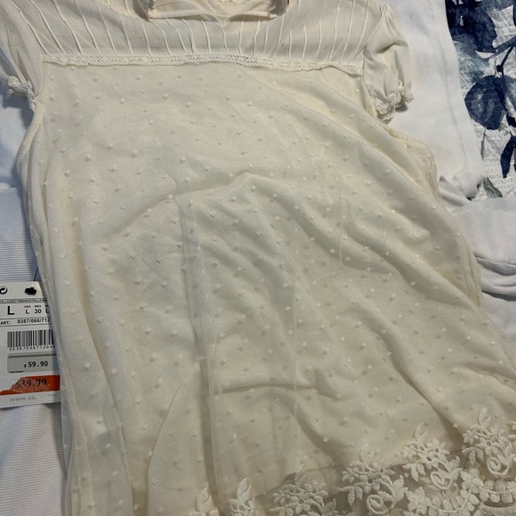 Zara basic top new with tags white lined top - Picture 2 of 5